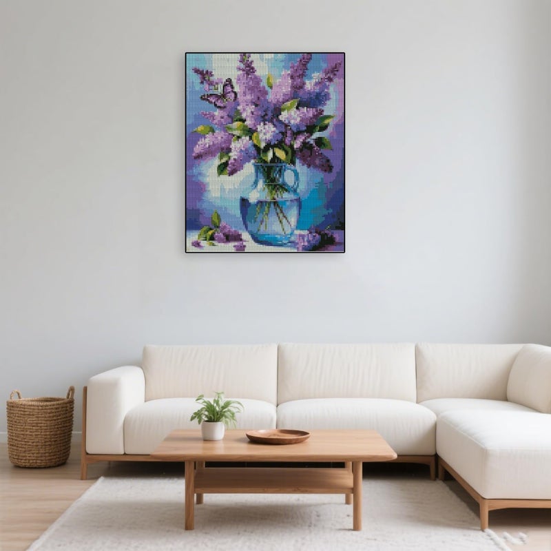 TaeYsck Flowers Stamped Cross Stitch Kits - Vase Floral Needlepoint Counted Cross Stitch Kits for Beginners Adults Butterfly Patterns Crossstitching Dimensions Embroidery Kits Arts and Crafts - Image 3